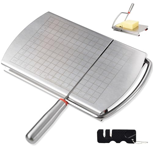 GMYIAK Edelstahl-Käseschneider, Mehrzweck-Käseschneider mit Klingen für Blockkäse, Butter, Gemüse, Wurst, Kräuter und mehr, müheloses Schneiden