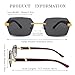 Hycredi Rimless Rectangle Sunglasses Men Women Retro Frameless Square Shade Y2k Sun Glasses Tinted Eyewear-Clear+Brown+Gray