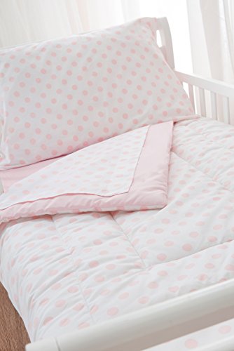 Image of American Baby Company 100% Cotton Percale 4-Piece Toddler Bedding Set, Pink, for Girls