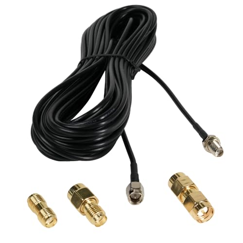 JiaHeHe Câble Coaxial SMA 10m RG174, Rallonge SMA Male-Femelle, Adaptateur Coaxial RF, Câble Antenne avec 3 Adaptateurs pour Routeur WiFi, 4G LTE, GPS, Radio...