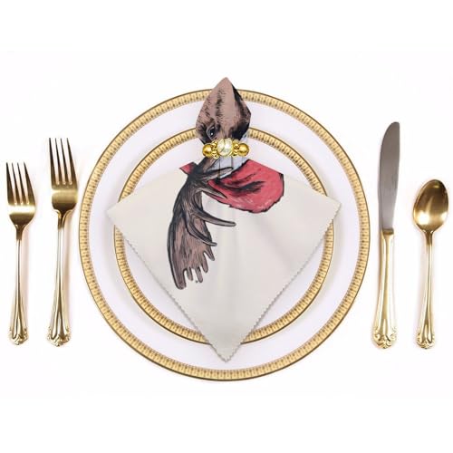 Servilletas de mesa de alce de Navidad de tela reutilizable y formato cuadrado 4