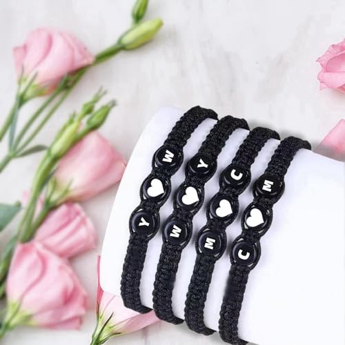 Custom Couple Matching Bracelets, Initial Letter, Couple Bracelets,Handmade Braided Adjustable Rope,Gifts for Boyfriend Girlfriend,Valentines & Anniversary Day Couple Gift,2pcs3