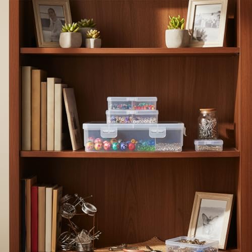 Image of Jetec 6 Pieces Mini Plastic Clear Beads Storage Containers Box for Collecting Small Items, Beads, Jewelry, Business Cards, Game Pieces, Crafts (4 Size)