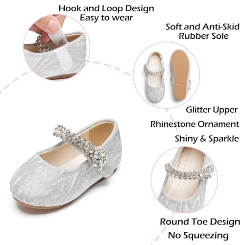 Image of PHIRAMIN Toddler Flower Girl Glitter Dress Shoes Little Girl Ballet Flats Bow Wedding Party