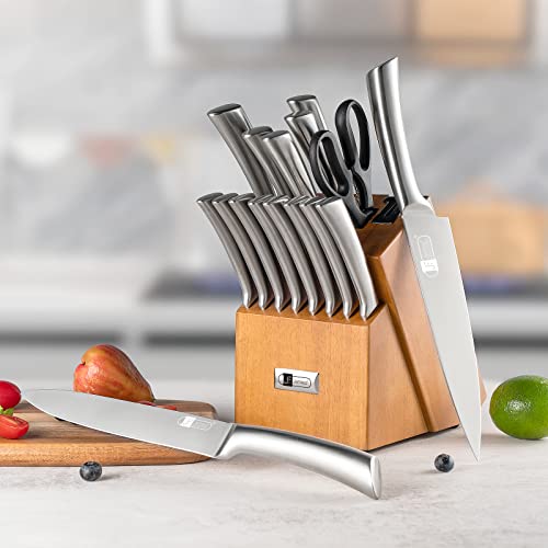 Jf James.f Knife Set, 17 Piece Dishwasher Safe Kitchen Knife Set With Block Super Sharp Stainless Steel Knife Sets For Kitchen With Block, Scissors & Built-In Sharpener #TOP6