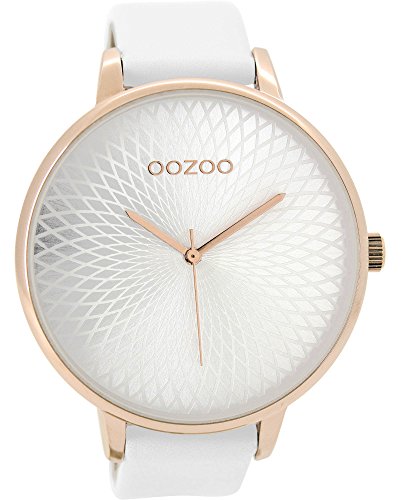 Oozoo Damenuhr mit Lederband 48 MM Rose/Silberfarben/Weiss C9520