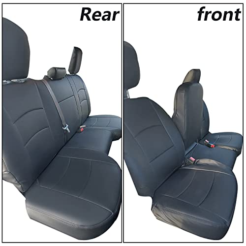 ECOTRIC Black Artificial Leather Seat Covers Replacements Compatible with 2013-2018 Dodge Ram Crew Cab 1500 2500 3500