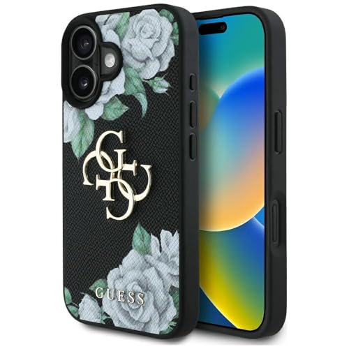 CG Mobile Guess Grained Roses Big 4G Logo pour iPhone 16 (Noir)