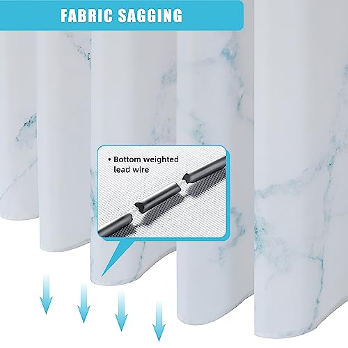 Eachope Marble Shower Curtain Blue And White Fabric Shower Curtains For Decorative Bathroom， Waterproof & Anti-Rust Grommet (72X72 Inch, Marine Blue) #TOP2