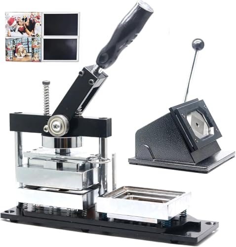 Badge Maker Machine,Rectangle Fridge Magnets Press Kit with Paper Cutter and 100 Materials