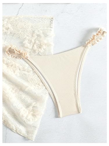SHENHE Women's 3 Pieces Swimsuits with Lace Sarong Coverup Skirt Triangle Frilly Bikini Set4