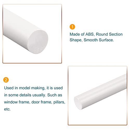 Image of MECCANIXITY ABS Plastic Rod Round Solid White Bar 8mmx250mm for DIY Model Material, Architectural Model Making, DIY Sand Table, Pack of 10