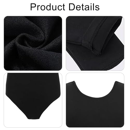 Vxcbad Gymnastikanzug Mädchen Turnanzug Mädchen Tanzbody Mädchen Balletttrikot Mädchen Ballett-Trikot für Kinder Langarm V-Ausschnitt Schwarz (Schwarz, 130(110-120cm))