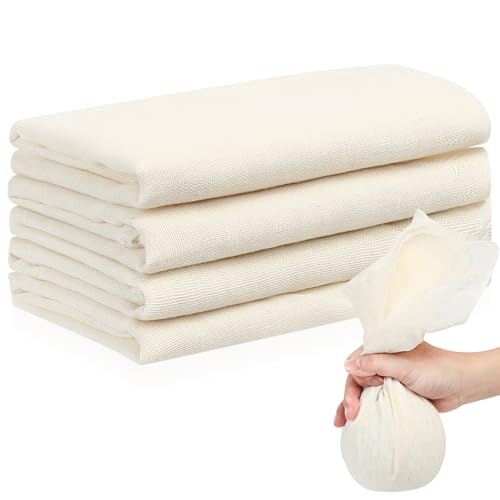 4 Pcs Cheese Cloths for Straining Muslin Cloths for Cooking Reusable Cheesecloth for Straining Unbleached Pure Cotton Square Cheese Clothes Fabric Filter for Cheese Baking Strainer Filter 50x50cm