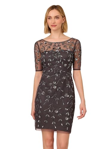 Adrianna Papell Women's Beaded Floral Short Dress