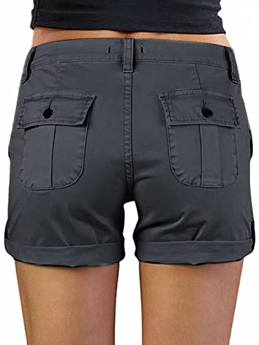 Flamingals Women's Cargo Shorts Mid Waist Trendy Summer Hiking Shorts with Flat Pocket for Women2