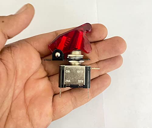 Image of 1PC RED ROCKER PILOT Toggle Switch WiTH Aircraft Safety Cover Rocker Toggle Switch 12V 20A ON /Off Togglle Swiitch LED Light Illuminated 3Pin for All Vehicles