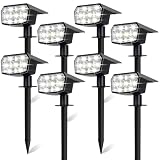 Sucolite 8-Pack Solar Spot Lights Outdoor Waterproof IP65, 3 Lighting Modes 2-in-1 Solar Landscape Spotlights for Yard, 59 LED Solar Powered Wall Lights for Garden Pathway Driveway Walkway, Cool White