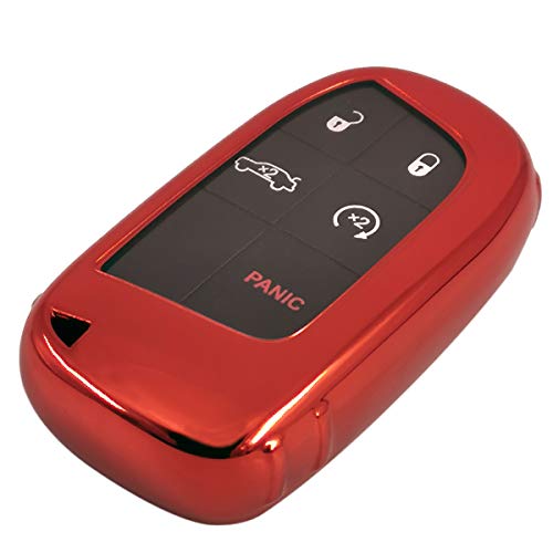 Coolbestda Soft TPU Key Fob Case Cover Keyless Entry Jacket Protector for 2019 Dodge Durango GT Charger Challenger Jeep Grand Cherokee Compass Renegade Dart Journey Chrysler 300 Ram Fiat