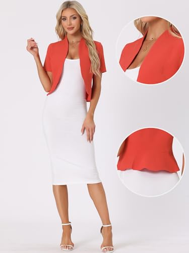Image of Allegra K Short Sleeve Blazers for Women's Business Casual Open Front Work Cropped Shrug Jacket