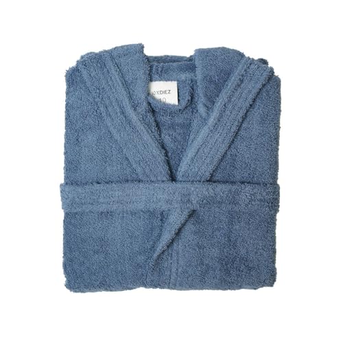 10XDIEZ Albornoz de Ducha Infantil para niño y niña 100% Algodón de Rizo (Rizo Cobalto - 16 años)