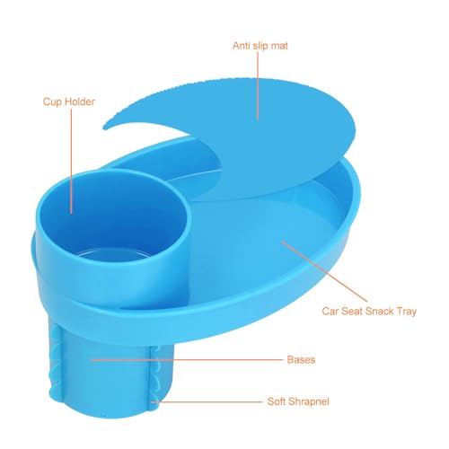 Image of Keenso Car Seat Snack Tray,Portable Travel Rotating Cup Holder Plate for Car Seats, Booster,Stroller (#13)