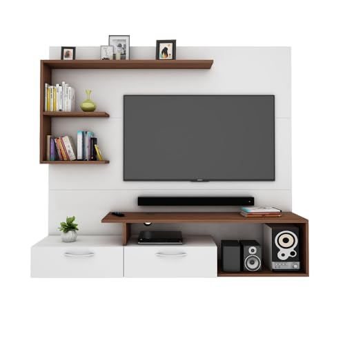 Image of WOODBUZZ Vincent Wall Mount TV Panel | Up to 55 Inch TV | Frosty White