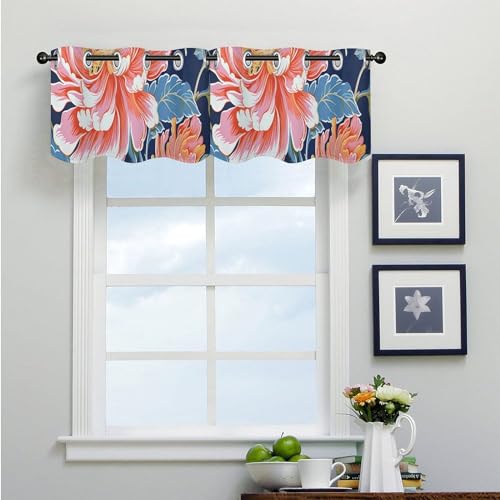 Cenefas florales de 52x18 pulgadas para cortinas de cocina y ventanas de sala 4