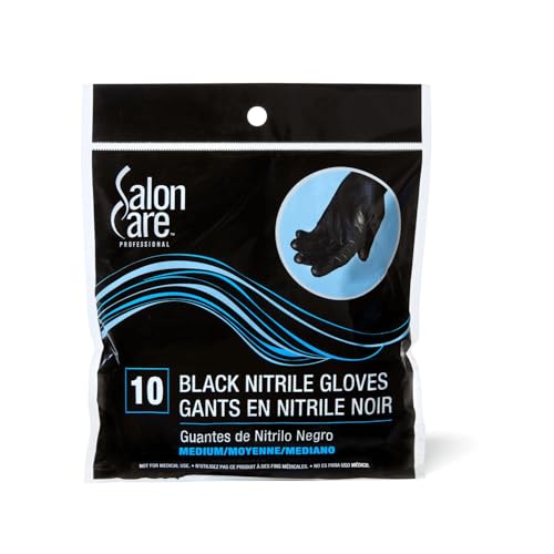 Salon Care 10ct Small Black Nitrile Gloves, Optimal Tactile Usage, Durable & Disposable