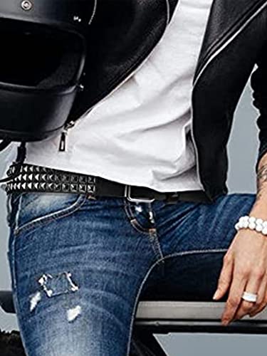 Generic Punk Studded Belt For Women Rock Threads Goth Stud Pyramid Gothic Clothing (Black), Steudded Belt, 110 Cm Length #TOP6