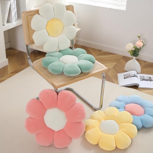 Image of HOKIPO Flower Pillow Fluffy Soft Decorative Throw Pillow Seating Cushion Plush Pillow for Sofa Couch Bed Nursery Props - 42 cm, Soft Blue (AR-6234-BLU)
