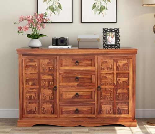Image of Solid Sheesham Wood Wooden Chest (Carl)