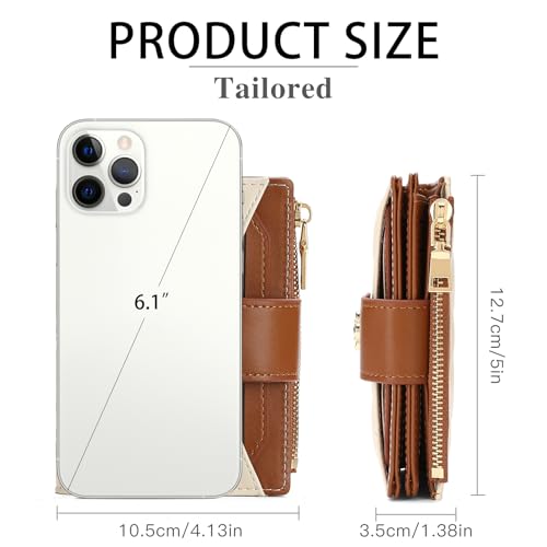 Image of RNIEGA Small Wallets for Women Leather Bifold Wallet Women RFID Blocking Purse Credit Card Holder with 15 Card Slots and ID Window Coin Pocket