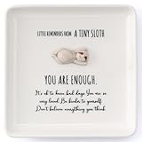 HOME SMILE Sloth Ring Dish Tray-Birthday Gifts for Women Friends Coworker Graduation Retirement Teacher Appreciation Christmas-Be Kinder to Yourself