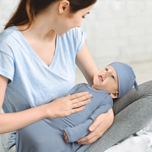 Image of Hello World Newborn Outfit Knotted Gown 0-3 Months, Baby Girl Boy Coming Home Sleeper with Sign