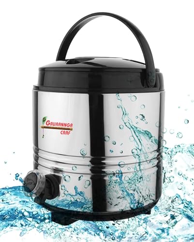Image of Stainless Steel Water Camper Travel Office Water Dispenser Storage Containers with Leak-Proof Tap Hot and Cold /Can with Insulated Thermosteel 3Liters (Silver Black)