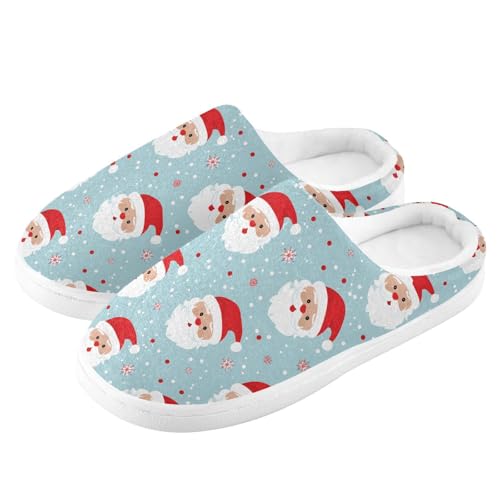 Fuzzy Memory Foam Slippers for Women/Men Polka Dot Santa Claus Pattern Fluffy Winter House Shoes Indoor and Outdoor4