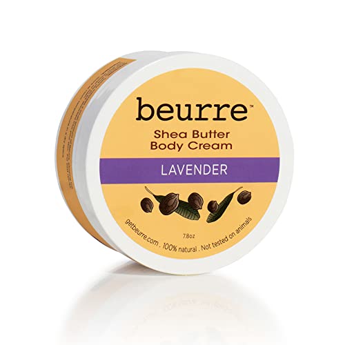 Beurre Shea Butter Body Cream - Fair Trade Shea Butter With Moisturizing Oils For All Skin Types - Vegan Skin Care - Light, Non-Greasy - Reviving, Soothing, Hydrating, Non-Toxic - Lavender 7.8 Oz #TOP2
