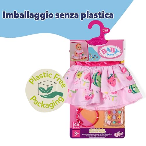 Baby Born Abito Pin-Play - Set Di Vestito Da Bambola E Elastico Per Capelli - Per Tutte Le Bambole Da 43Cm - Incluse Puntine Decorative E Scatolina - Vestito Di Qualità Per Bambole - 7