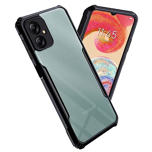 Image of A rtistque Clear Hard Transparent Acrylic Armor Anti-Drop Shockproof TPU Edge Back Cover Case for Samsung Galaxy M04 / Samsung Galaxy F04 / Samsung Galaxy A04e - Black