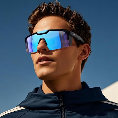 Image of kimorn Polarized Sports Sunglasses for Men, Warp Around Goggles Sun Glasses with UV400 Protection for Driving Fishing