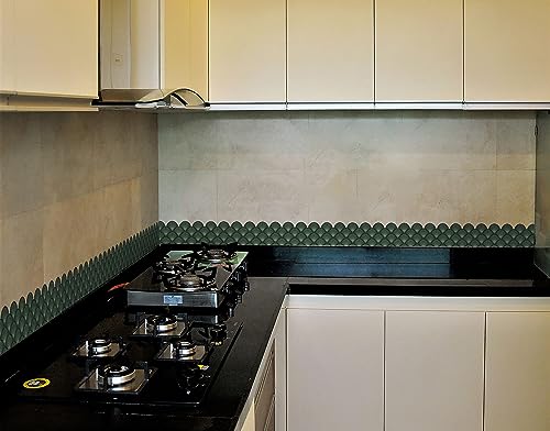Image of WallDesign Green Matrix Shell - 4 in X 10 Feet Self-Adhesive Durable Border Roll for Bathroom, Kitchen, Counter, Wall, Home Decoration