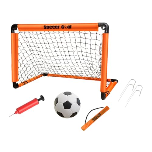 But de football pour enfants orange 60x45 cm avec mini cage transportable et pompe à air