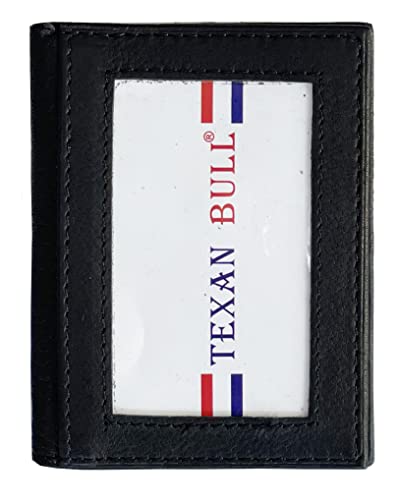 Mens Bifold Leather Thin Window Id Thin Plain Credit Cards Wallet Black 42BK