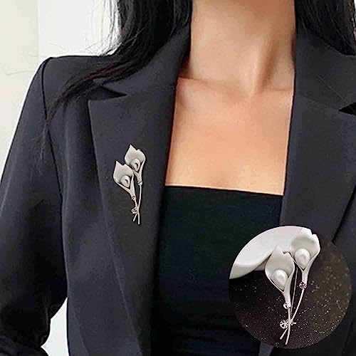 Image of Crystal Pearl Flower Brooches Pins Fashion Beautiful Created Rhinestone Floral Brooch Good Idea for Party Dance Wedding Banquet for Elegant Women Girl