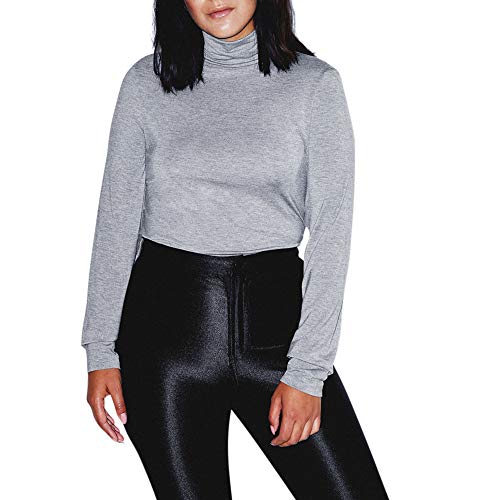 American Apparel Women's Mix Modal Long Sleeve Turtleneck, Heather Charcoal, Medium
