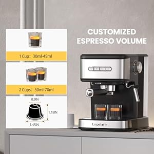 Espresso Machine 20 Bar, 2 IN 1 Coffee Machine with Milk Frother Steam Wand, Powder & Capsule Espresso Maker mit 1500 ml Water Tank, 120V Expresso Coffee Machine for Cappuccino Latte - Black Espresso Machine 20 Bar 2 IN 1 Coffee Machine with Milk Frother Steam Wand Powder Capsule Espresso Maker mit 1500 ml Water Tank 120V Expresso Coffee Machine for Cappuccino Latte Black