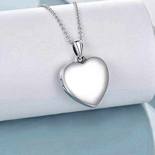 Youfeng Sterling Silver Love Heart Locket Necklace That Holds Pictures Engraved I Love You To The Moon And Back Photo Lockets (Polished) #TOP1