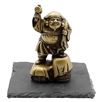 Amazon.co.jp: 古美金調 大黒天 像(金属製) 石板台座 付 金運 上昇願い