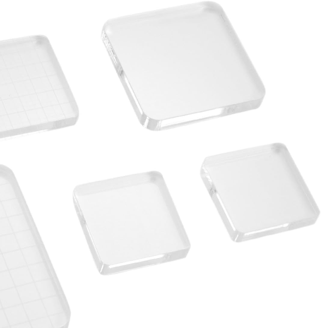 5pcs Acrylic Stamp Block Set with Grid Lines, Alignment Tool